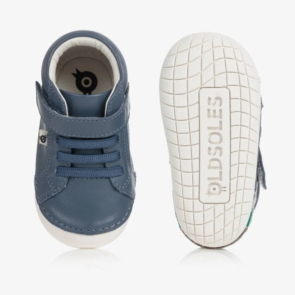 Boys Blue Leather High-Top Trainers