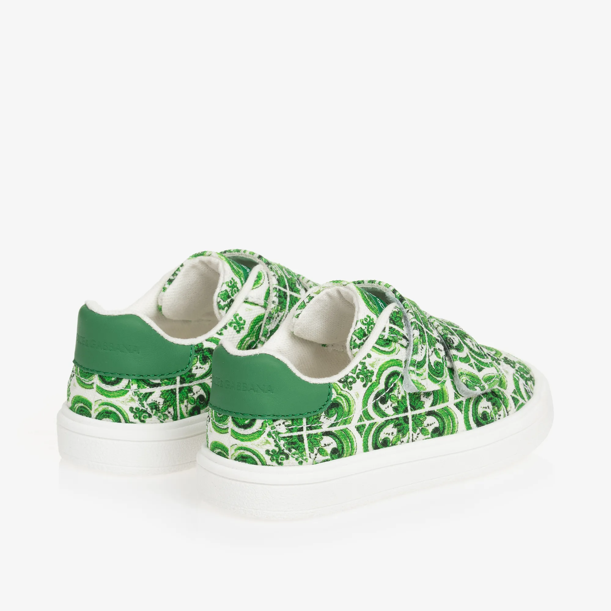 Boys Green Majolica Print Canvas Trainers