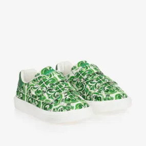 Boys Green Majolica Print Canvas Trainers