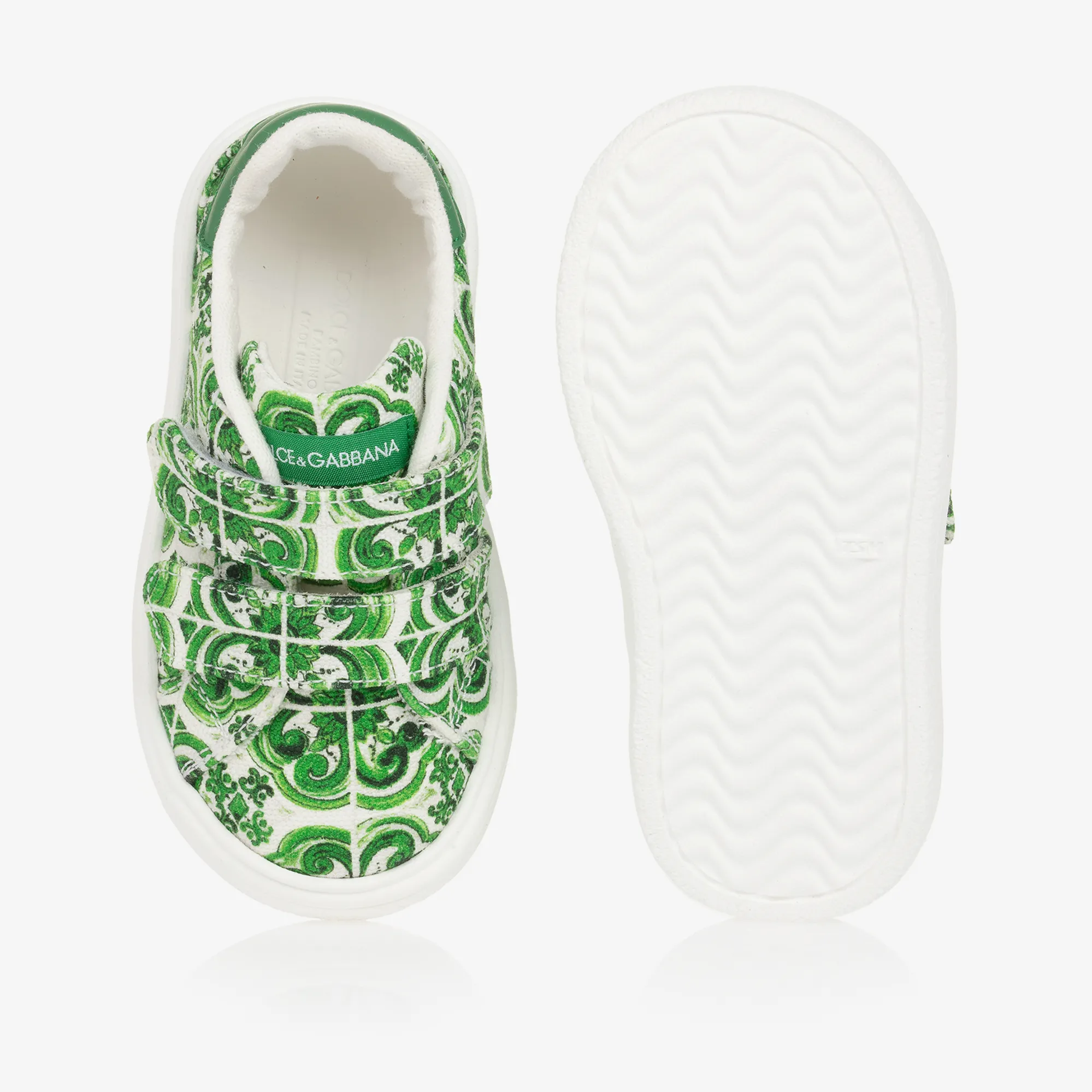 Boys Green Majolica Print Canvas Trainers