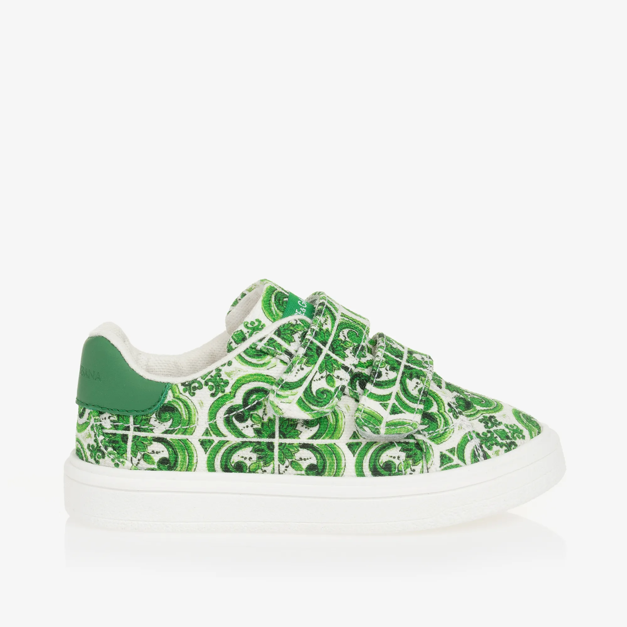 Boys Green Majolica Print Canvas Trainers