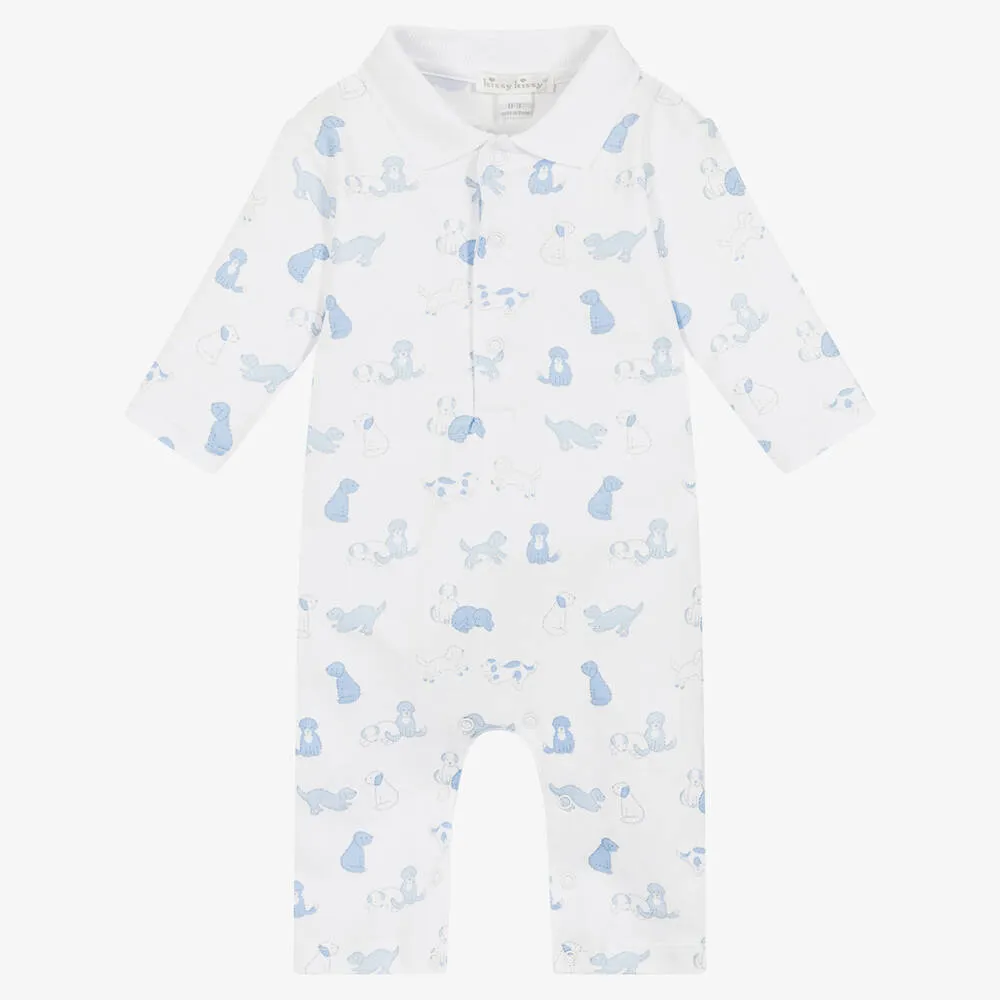 Boys White Pima Cotton Puppy Dog Fun Romper