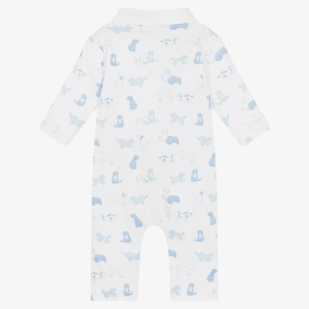 Boys White Pima Cotton Puppy Dog Fun Romper