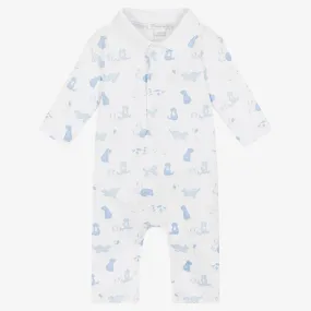 Boys White Pima Cotton Puppy Dog Fun Romper