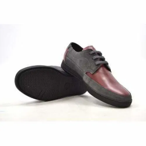 British Walkers Bristols Bally Style Burgundy and Gray Leather and Suede Low Top Sneakers