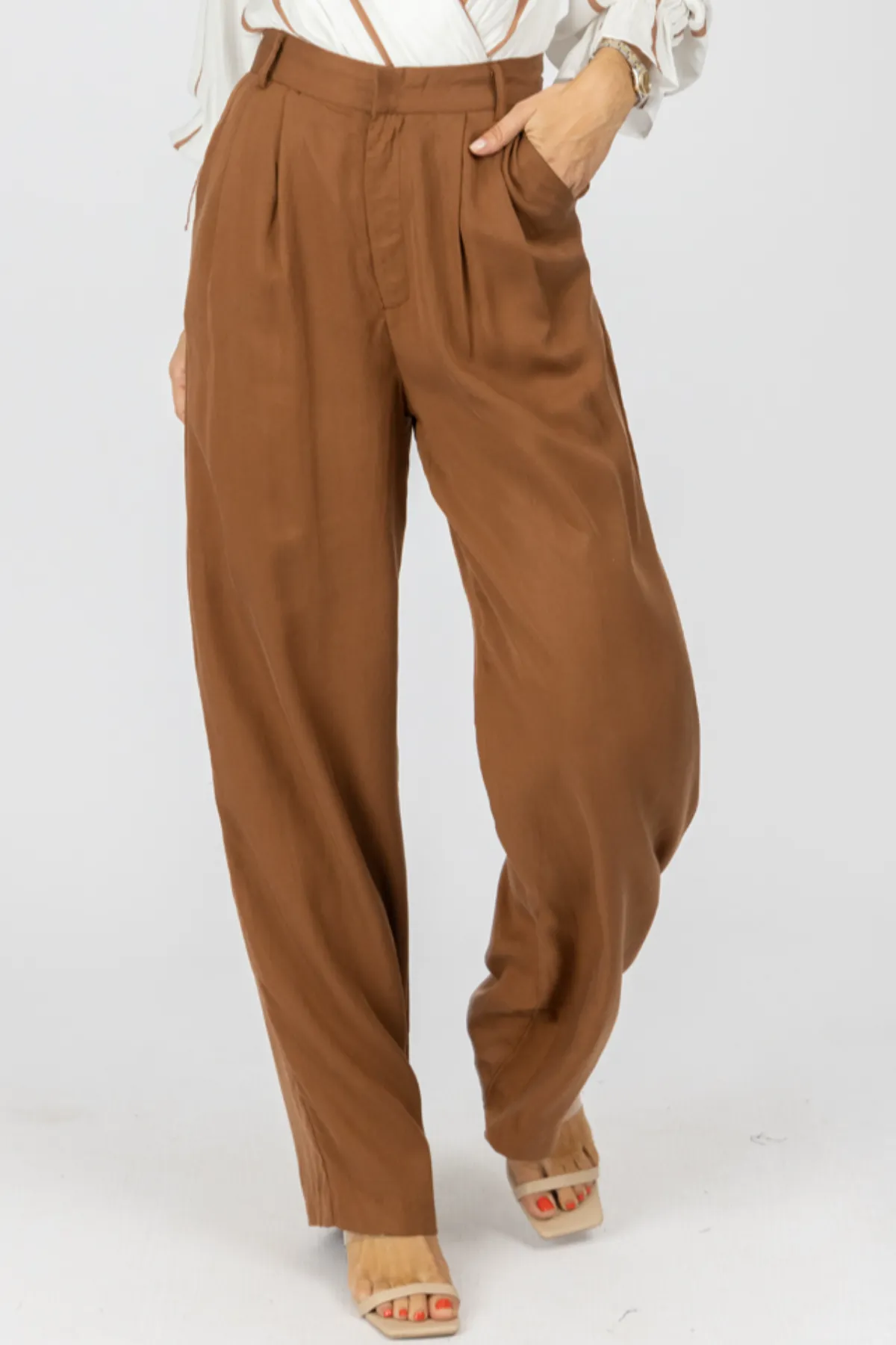 BROWN HIGH WAISTED WIDE LEG TROUSERS *BACK IN STOCK*