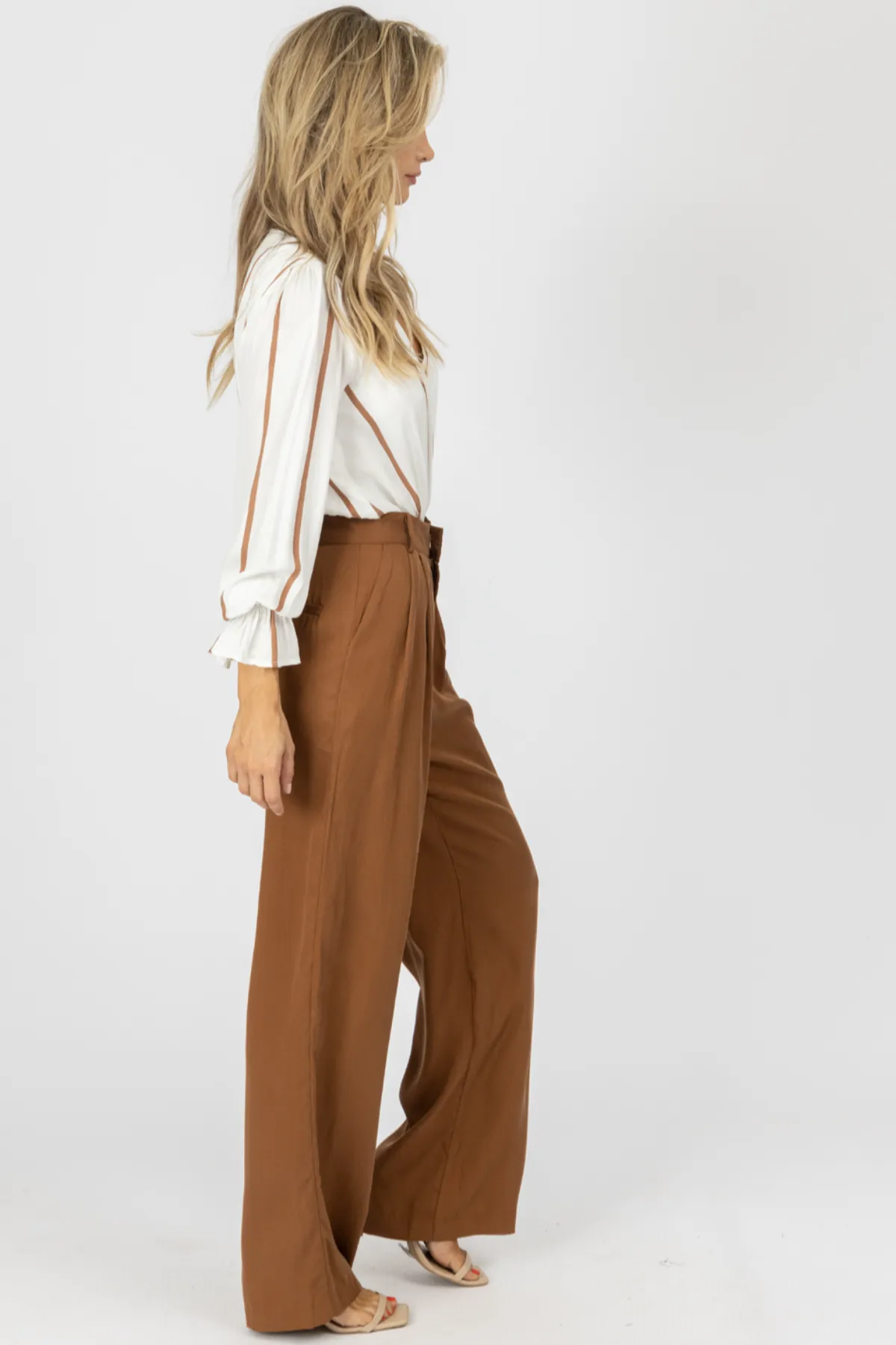 BROWN HIGH WAISTED WIDE LEG TROUSERS *BACK IN STOCK*