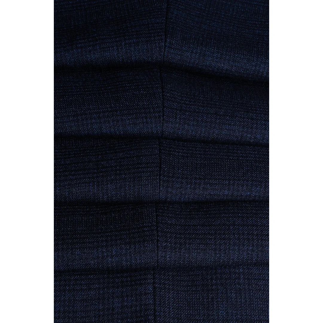 Caridi - Men's Tweed Navy Blue Trousers