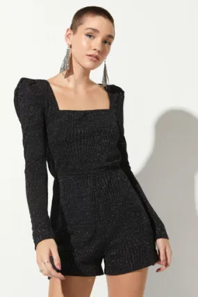 Caroline Glitter Knit Square Neck Romper