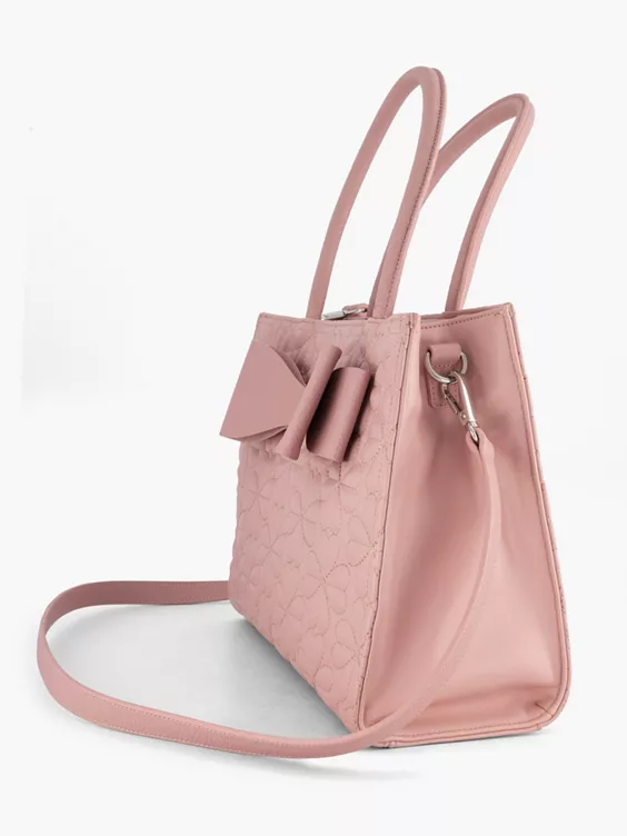 Catwalk  Pink Bow Detail Handbag with Quilted Detail and Adjustable Strap