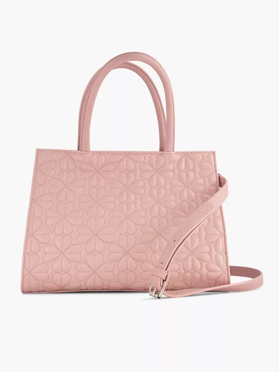 Catwalk  Pink Bow Detail Handbag with Quilted Detail and Adjustable Strap