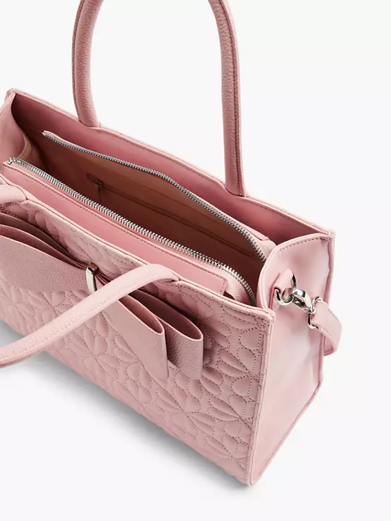 Catwalk  Pink Bow Detail Handbag with Quilted Detail and Adjustable Strap