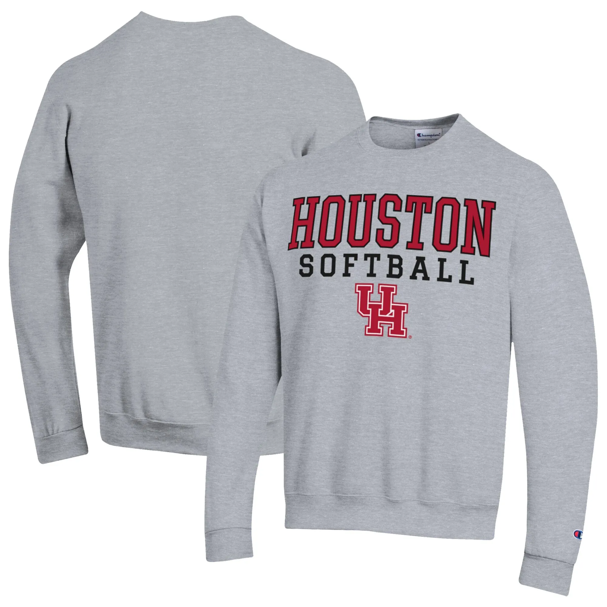 Champion  Houston Cougars Gray Stack Logo Softball Powerblend Pullover Sweatshirt