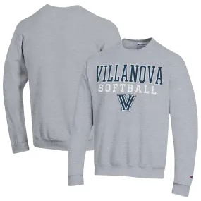 Champion  Villanova Wildcats Gray Stack Logo Softball Powerblend Pullover Sweatshirt