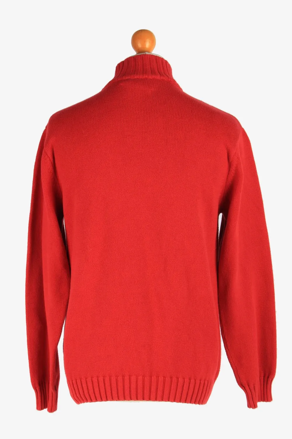 Chaps Button Neck Jumper Pullover Red M - Pepper Tree London