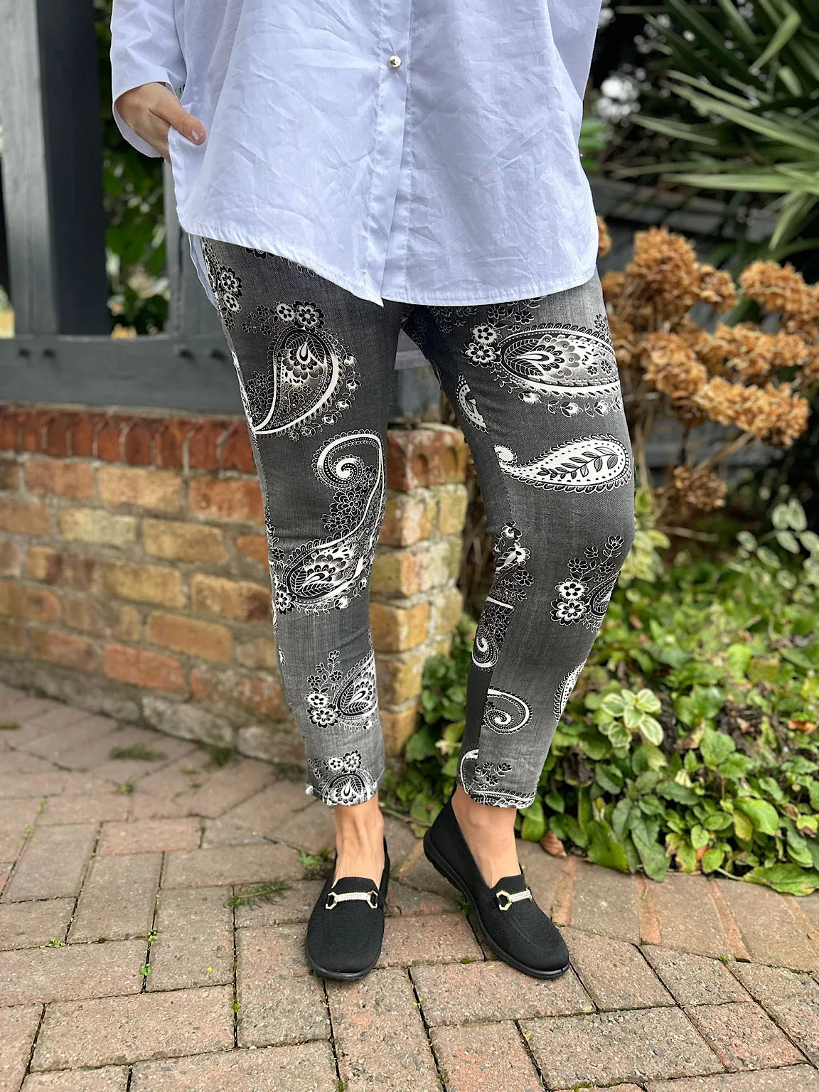 Charcoal Paisley Print Joggers