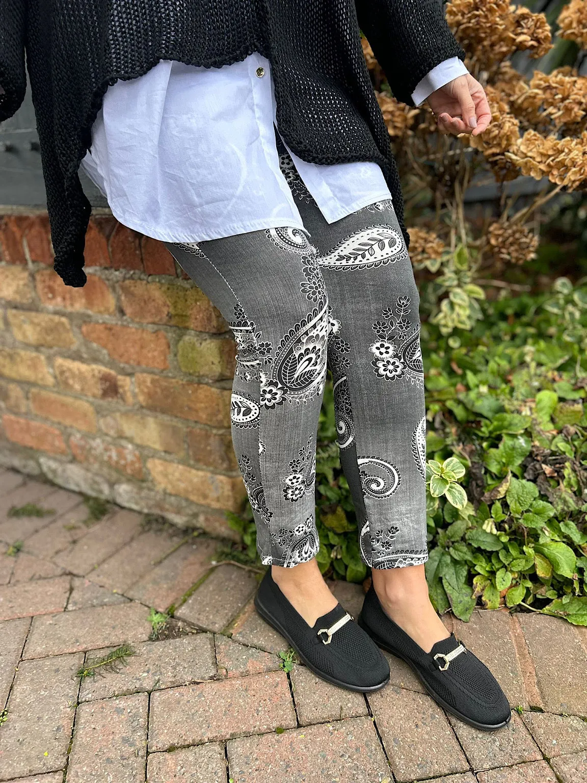 Charcoal Paisley Print Joggers