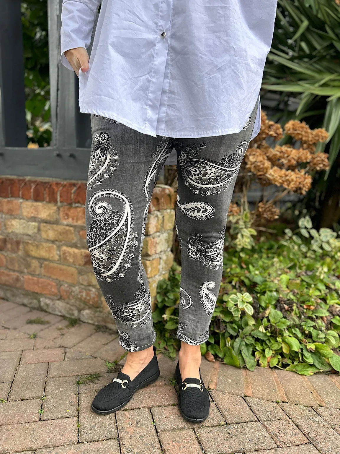 Charcoal Paisley Print Joggers