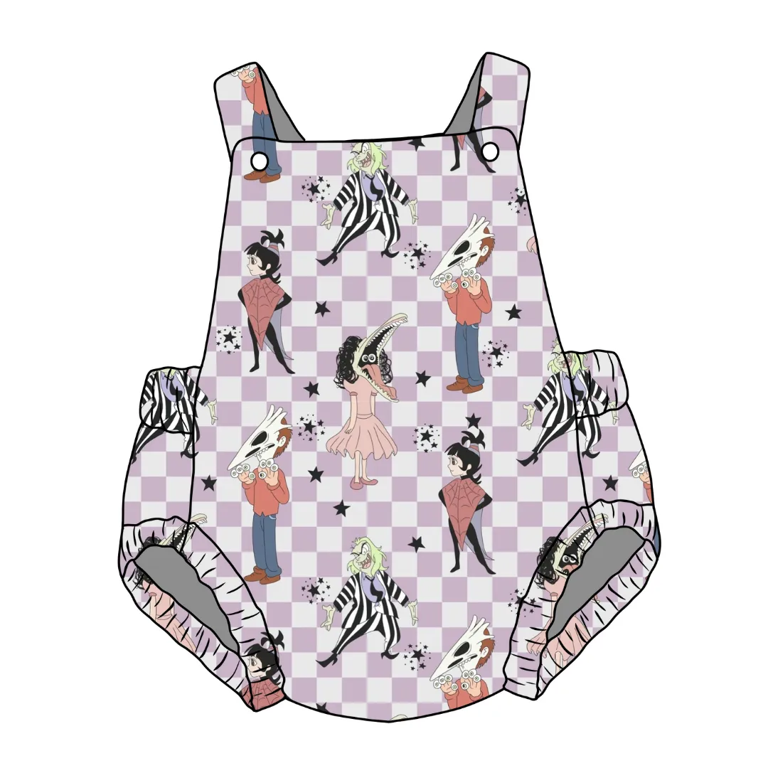 Checkered b33tle cartoon Unisex Baby Romper