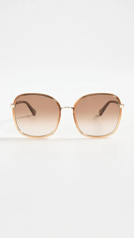 Chloe   Oversized Metal Sunglasses 