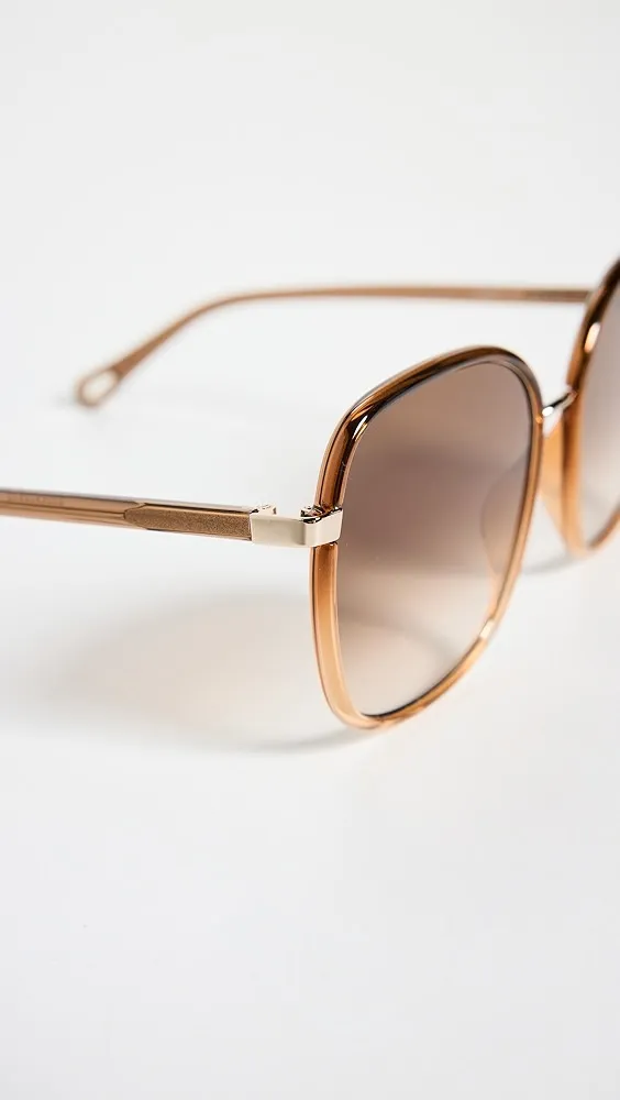 Chloe   Oversized Metal Sunglasses 