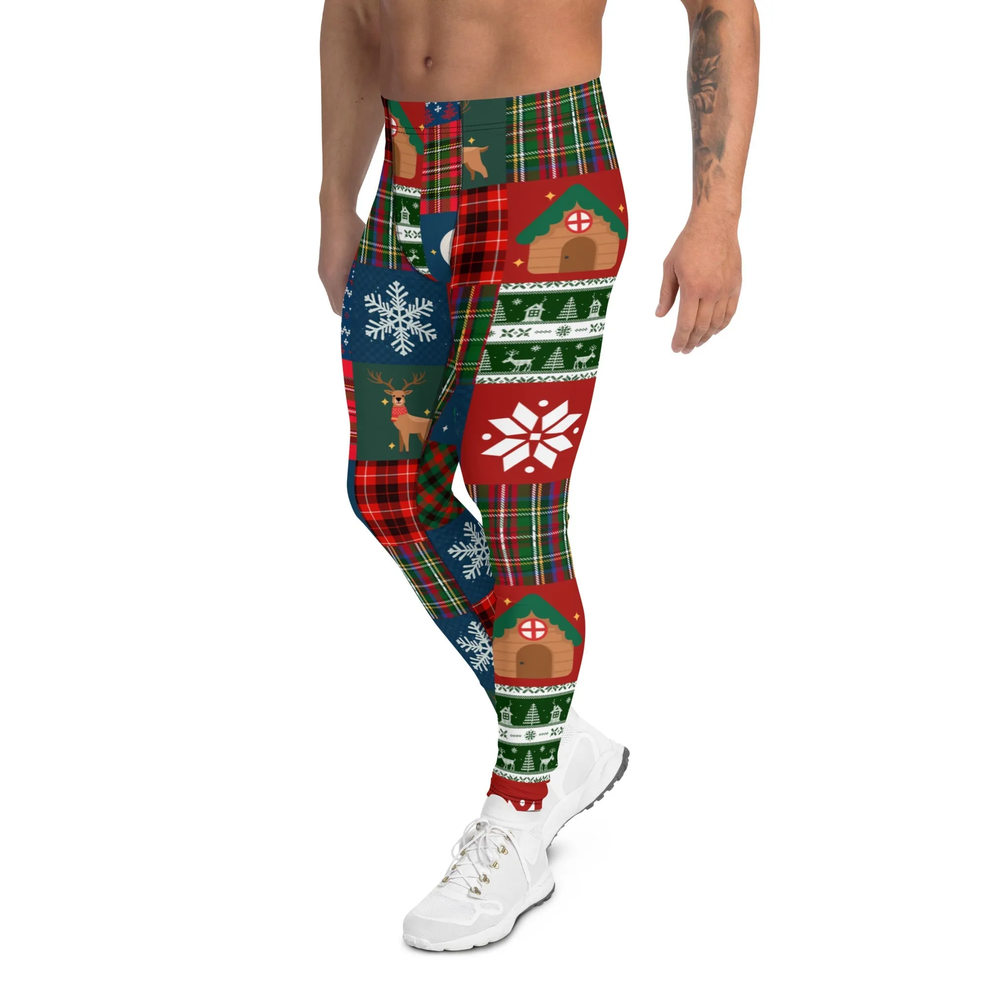 Christmas Patchwork Men's Leggings