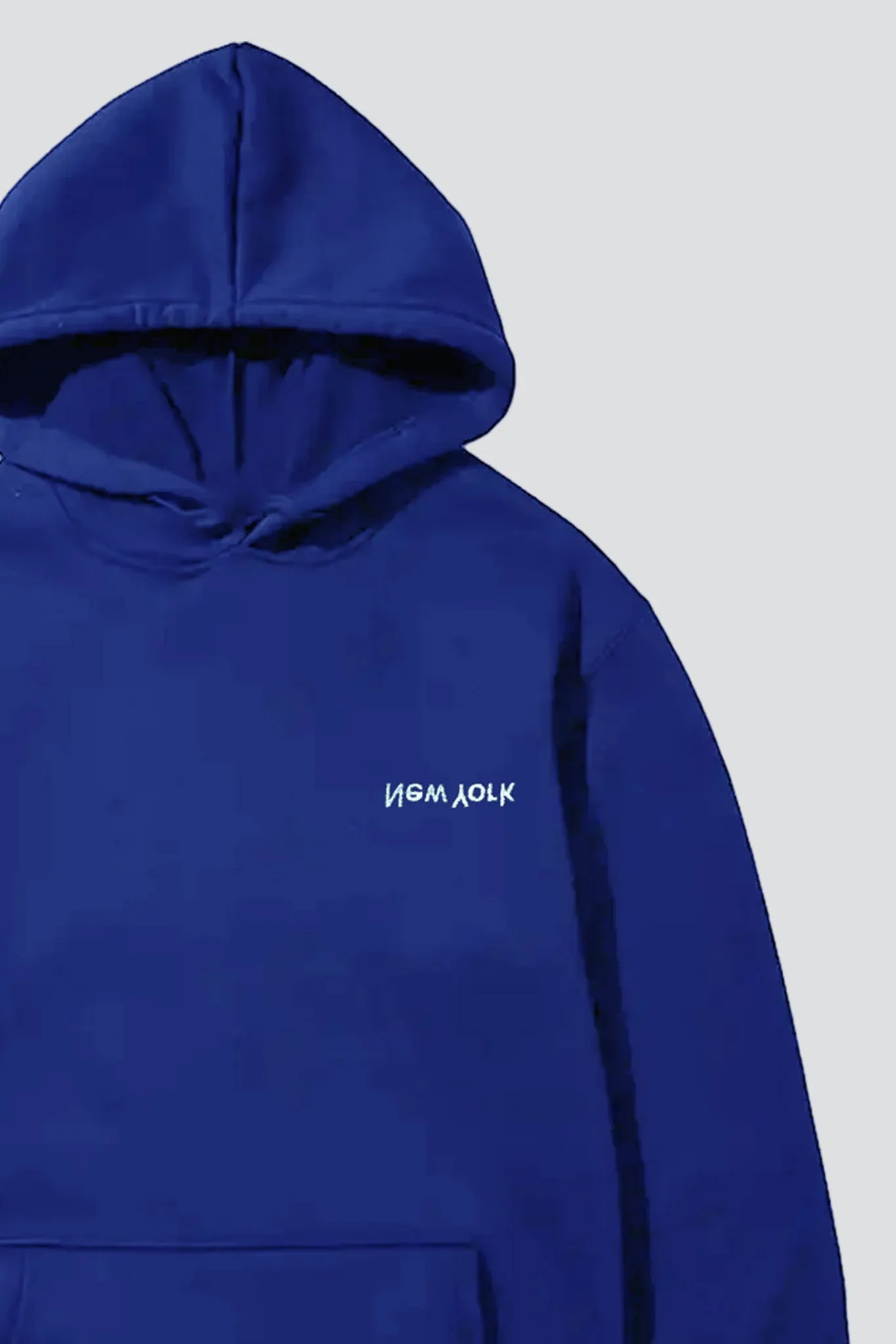 Cobalt Blue Embroidered New York Chest Logo Hoodie