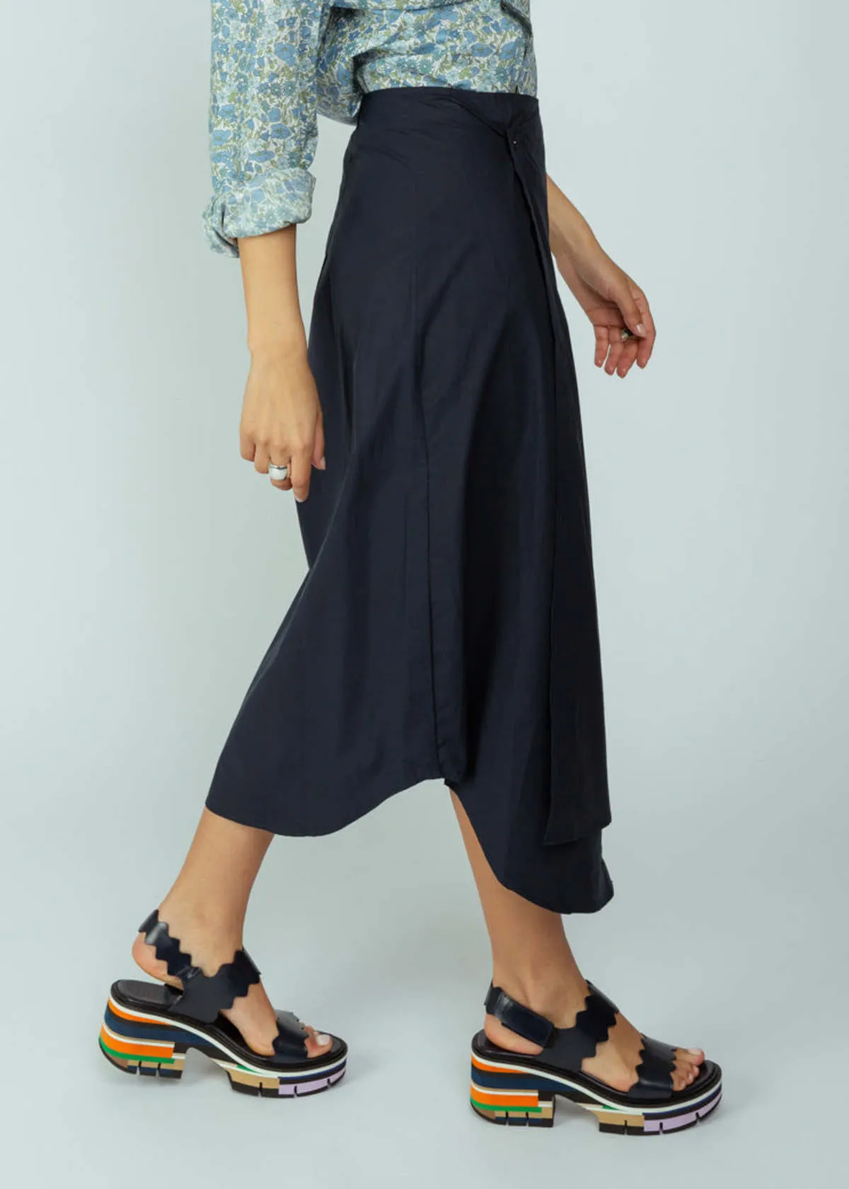 Cotton Skirt - Navy