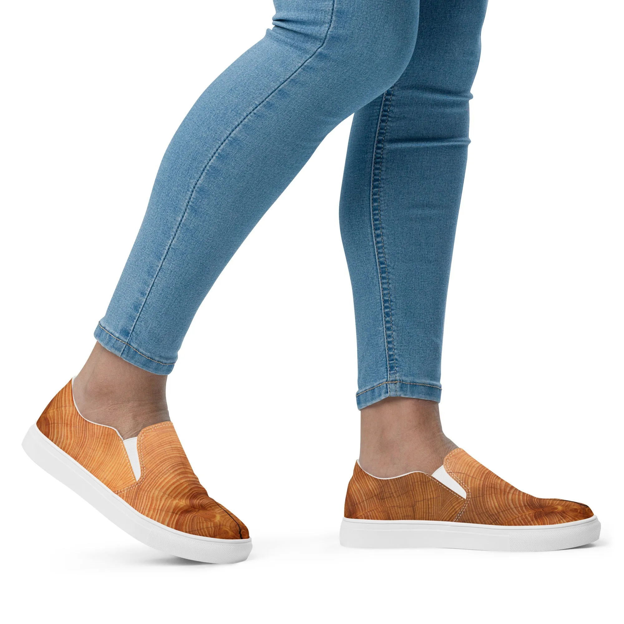 Cracked Wood Pattern Women’s Slip-on Canvas Shoes