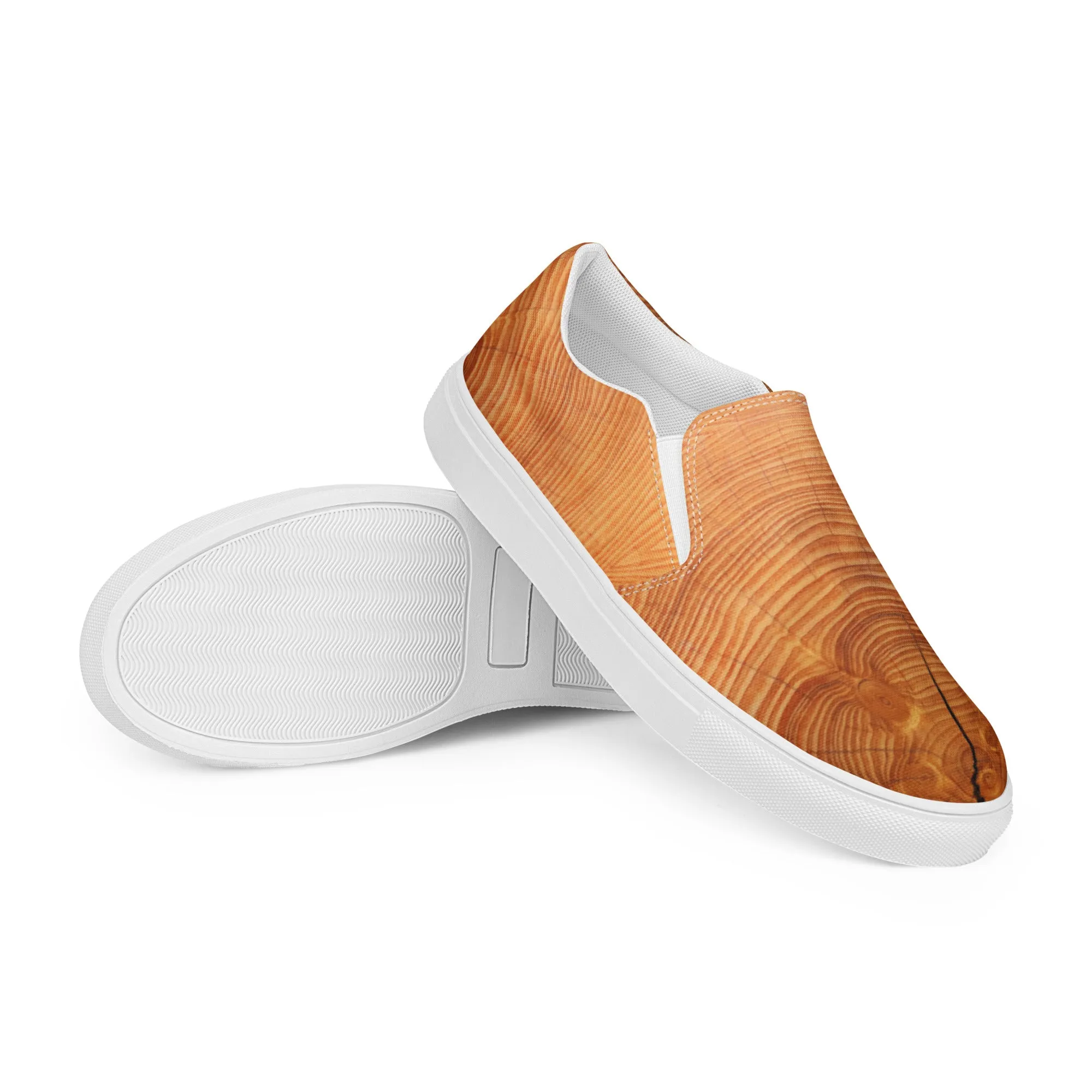 Cracked Wood Pattern Women’s Slip-on Canvas Shoes