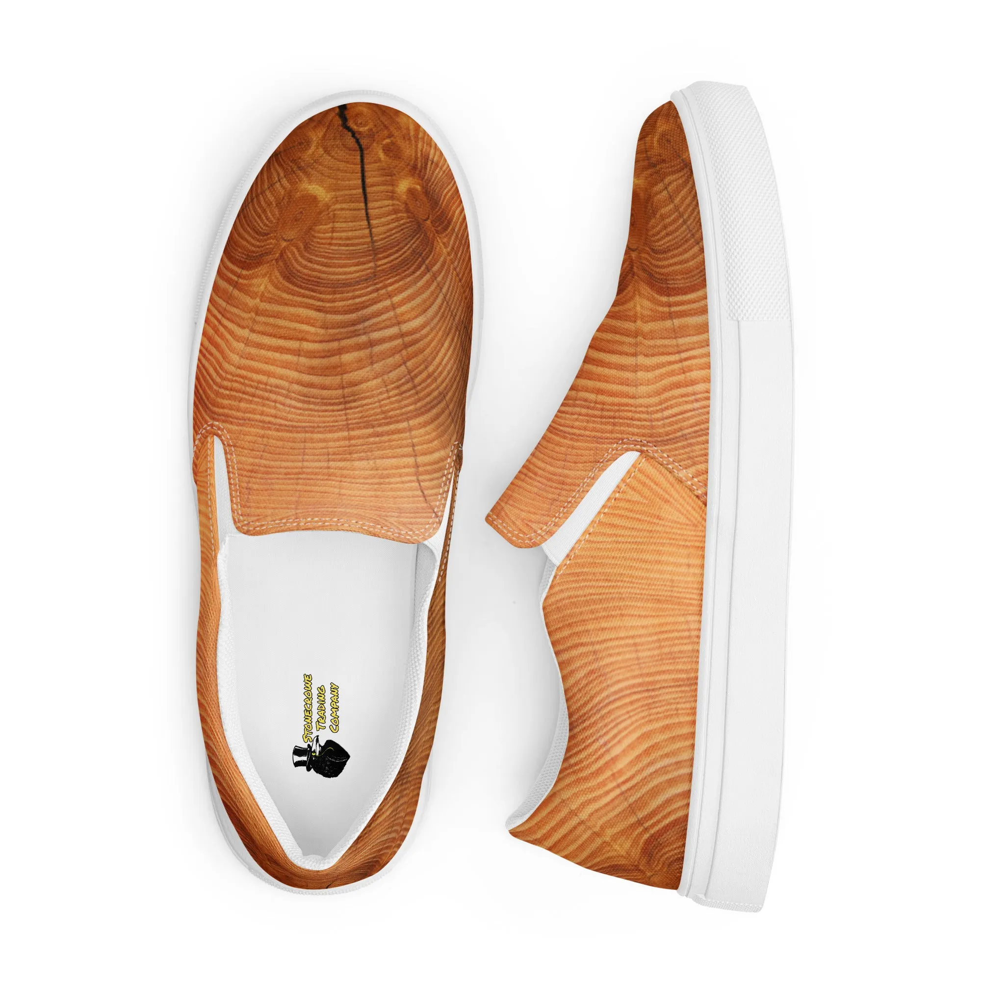 Cracked Wood Pattern Women’s Slip-on Canvas Shoes