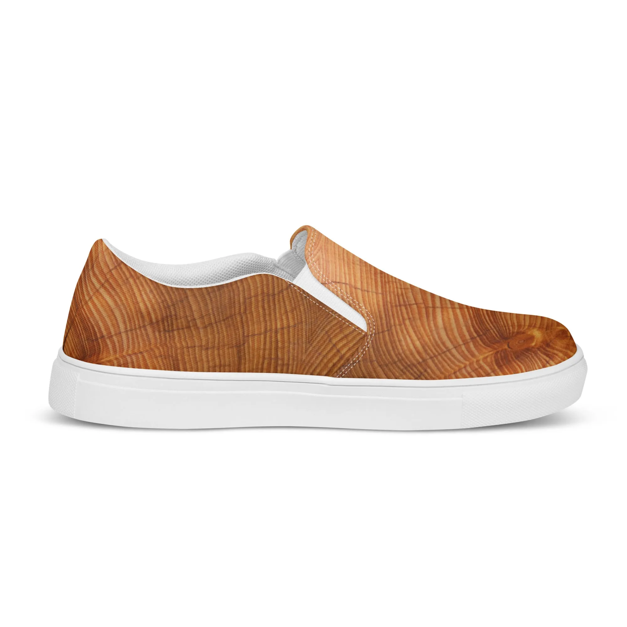 Cracked Wood Pattern Women’s Slip-on Canvas Shoes