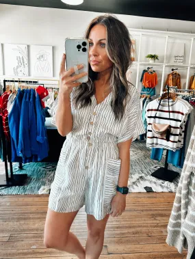 Cream Tie Waist Romper