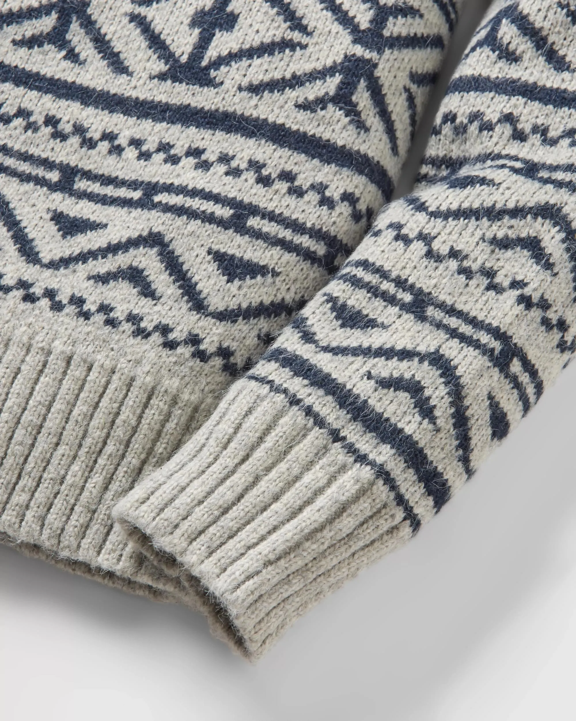 Cutback Fairisle Knitted Jumper - Grey Marl