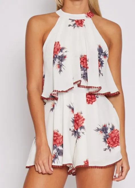 Dance All Night Floral Halter Romper