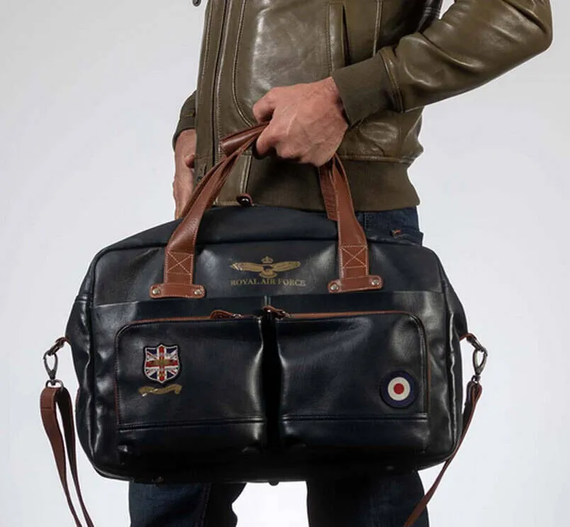 Dark navy royal air force dahl leather bag