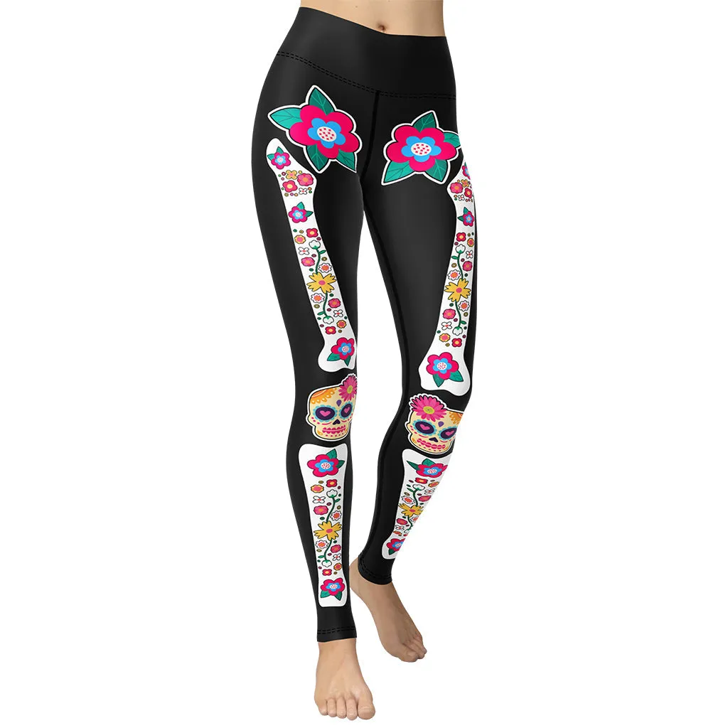 Day of the Dead Bones Yoga Leggings