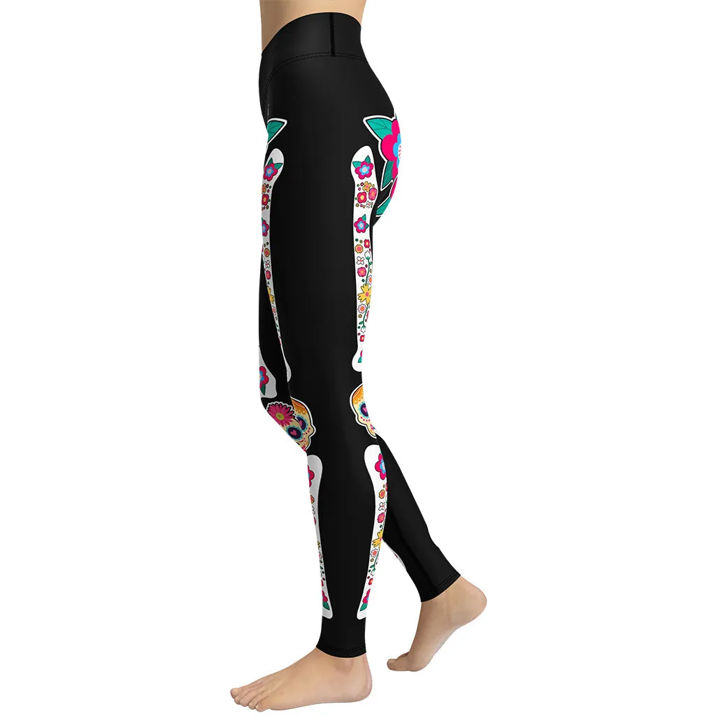 Day of the Dead Bones Yoga Leggings