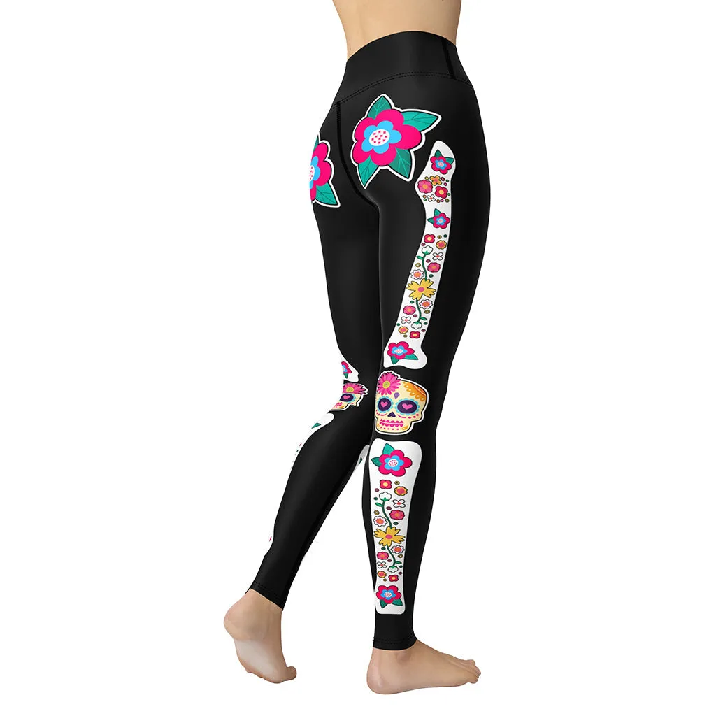 Day of the Dead Bones Yoga Leggings