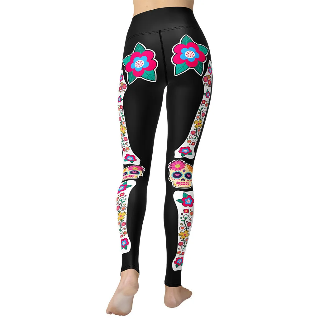 Day of the Dead Bones Yoga Leggings