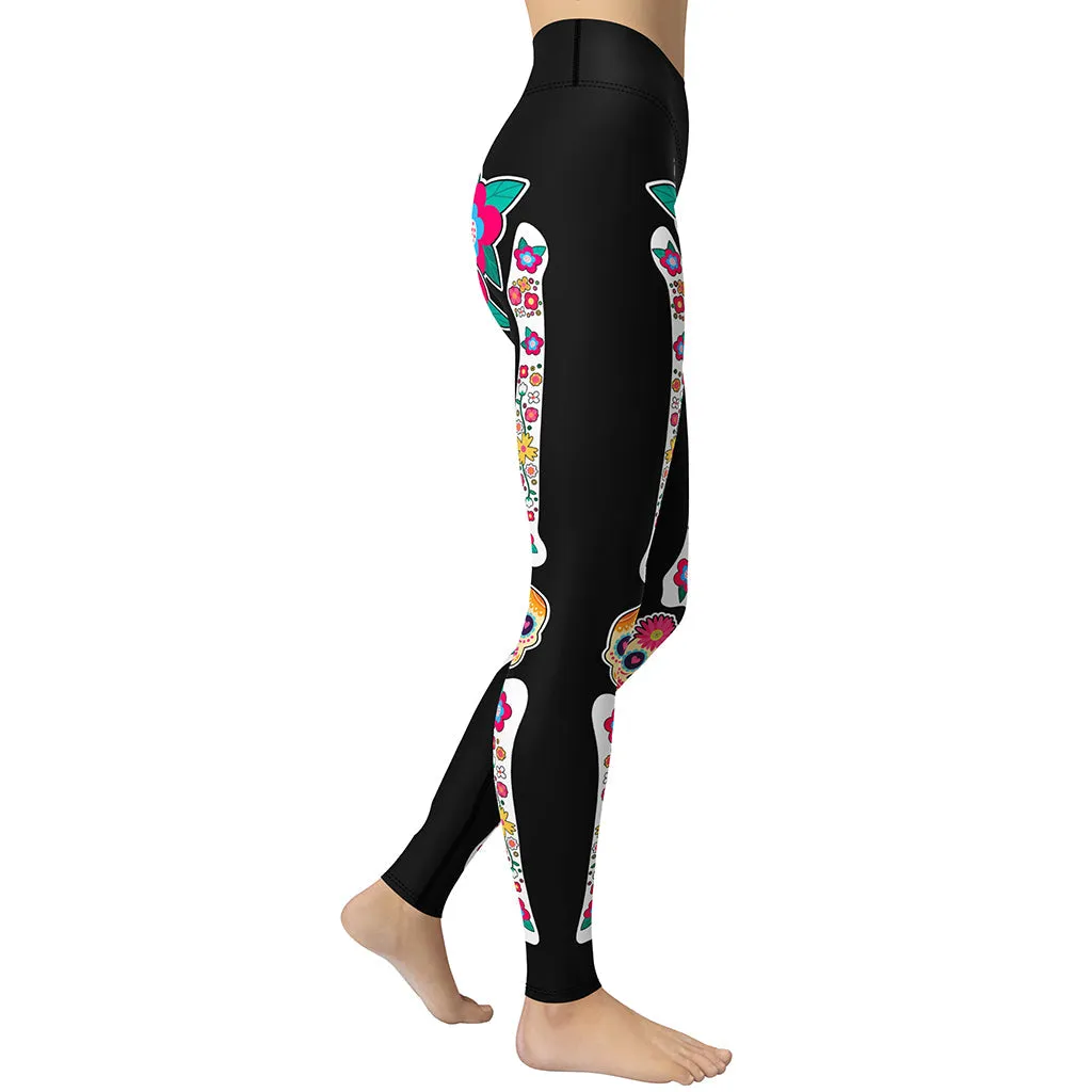 Day of the Dead Bones Yoga Leggings