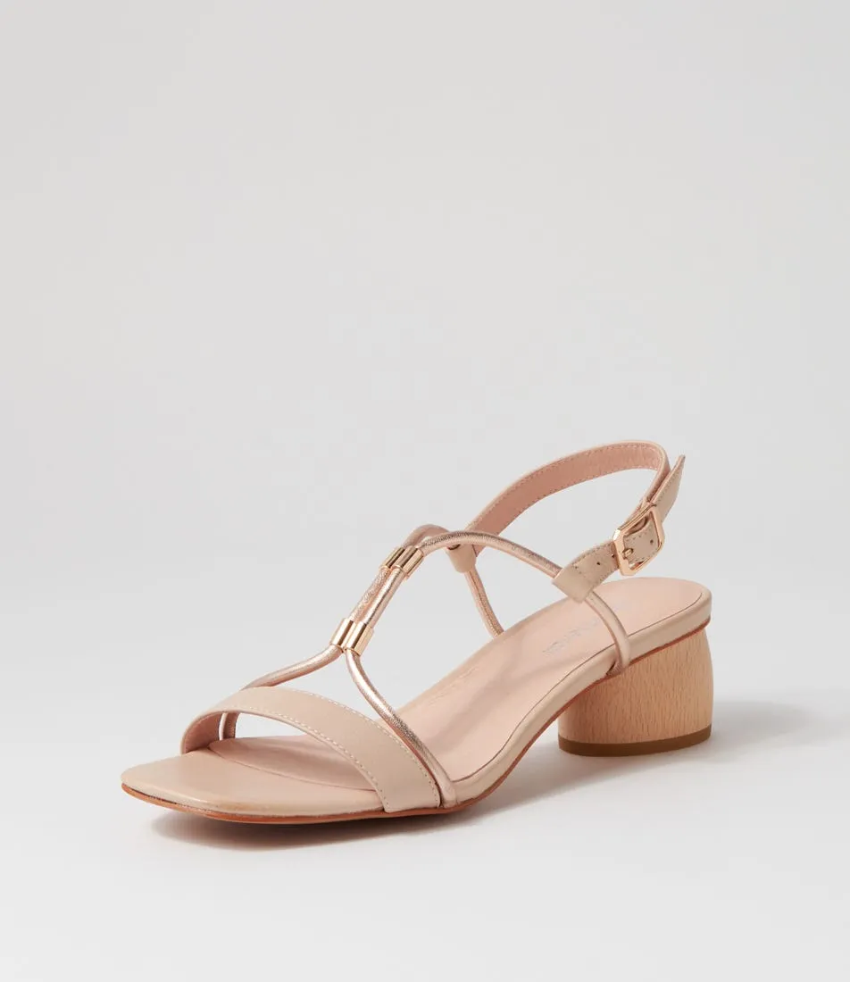 DIANA FERRARI Fariah Dark Nude Rose Gold Leather Sandals