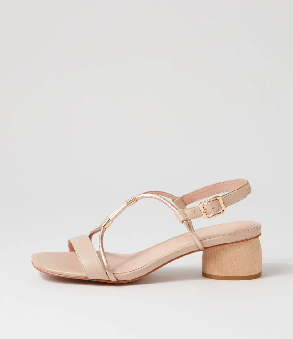 DIANA FERRARI Fariah Dark Nude Rose Gold Leather Sandals