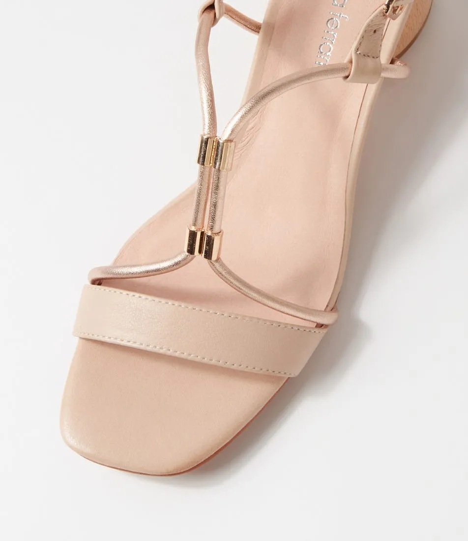 DIANA FERRARI Fariah Dark Nude Rose Gold Leather Sandals