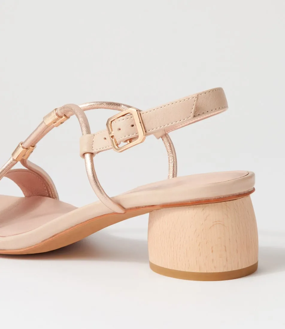 DIANA FERRARI Fariah Dark Nude Rose Gold Leather Sandals