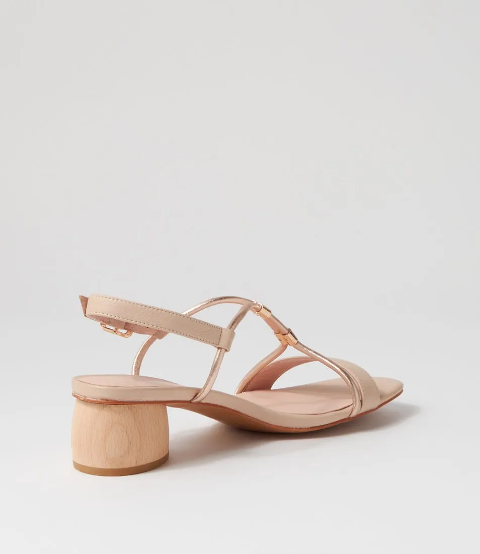 DIANA FERRARI Fariah Dark Nude Rose Gold Leather Sandals