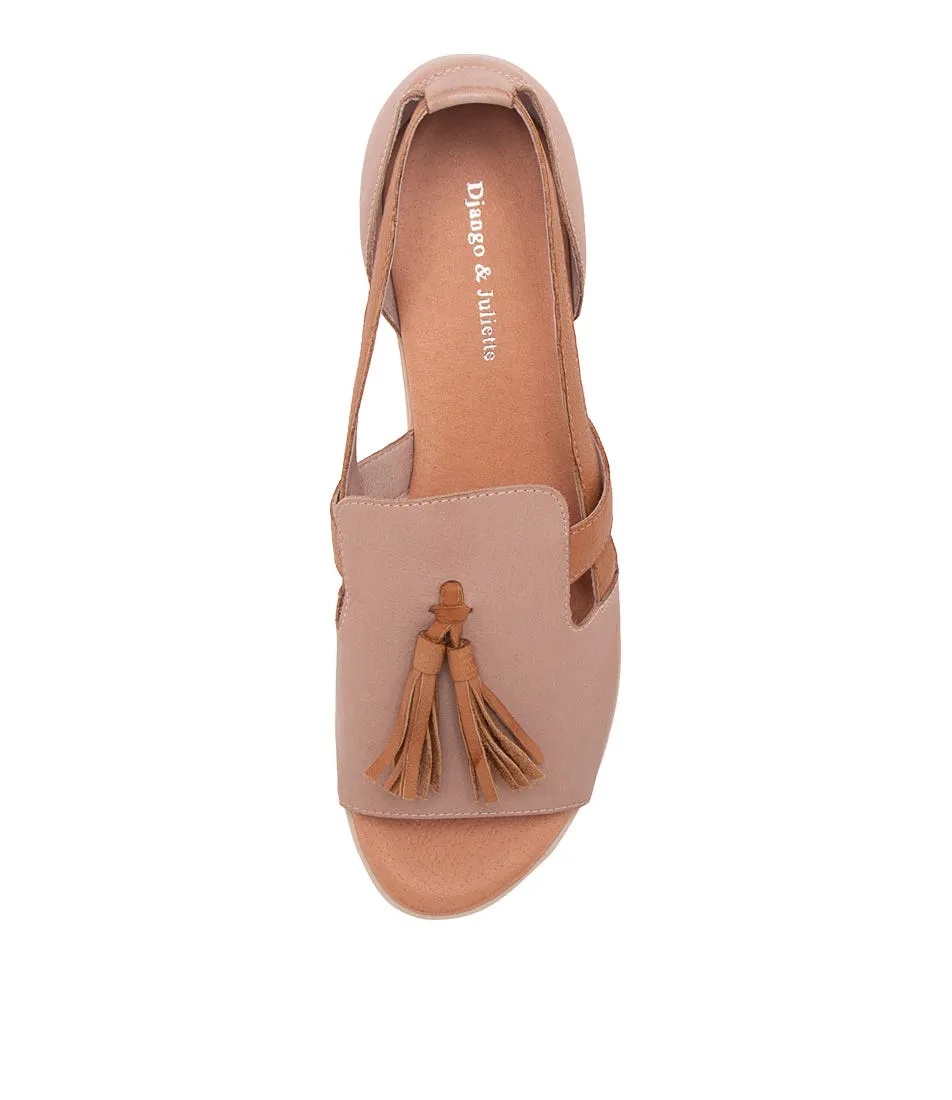 DJANGO & JULIETTE Maisy Cafe Dark Tan Leather Sandals Ws