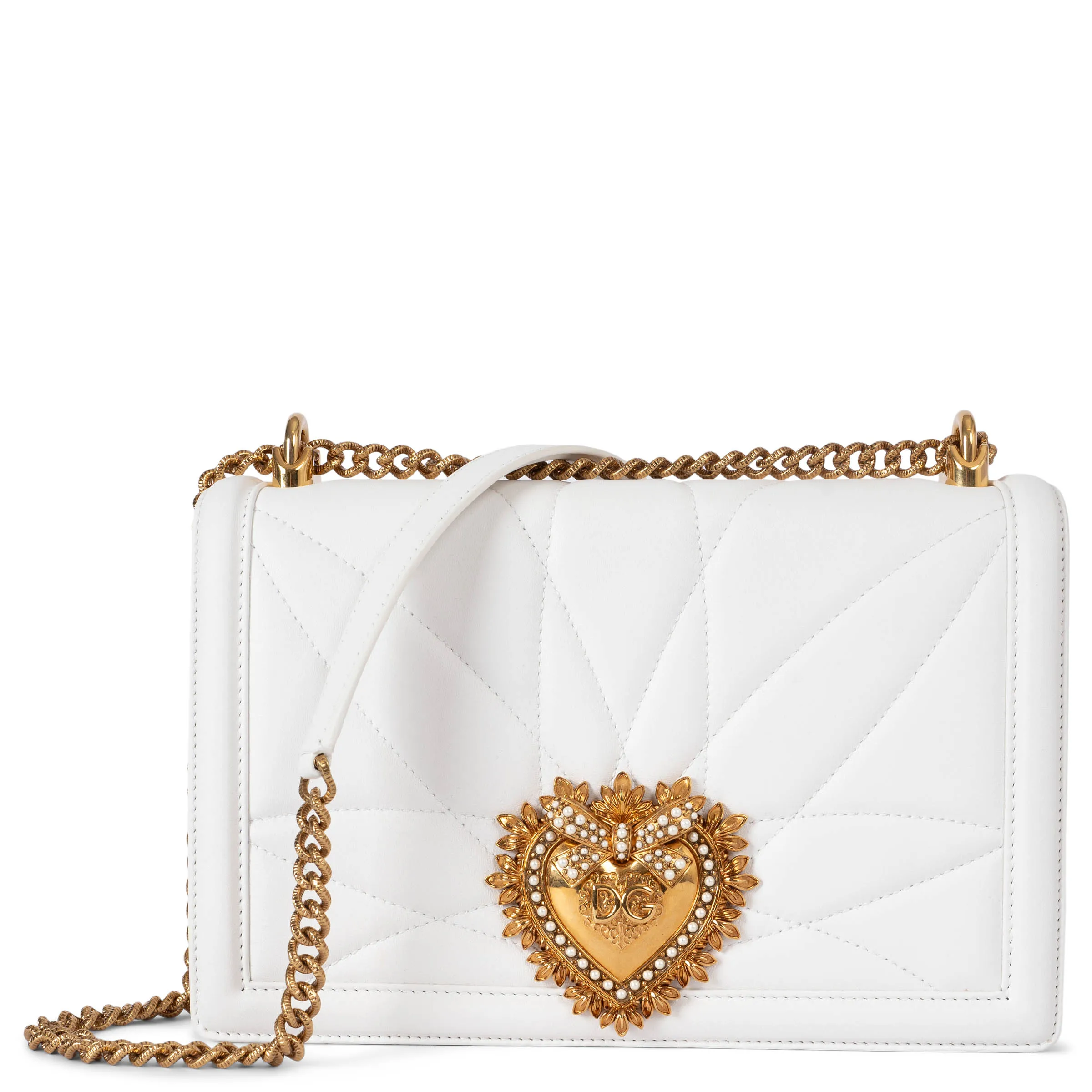 Dolce & Gabbana 2018 Devotion Medium Shoulder Bag White