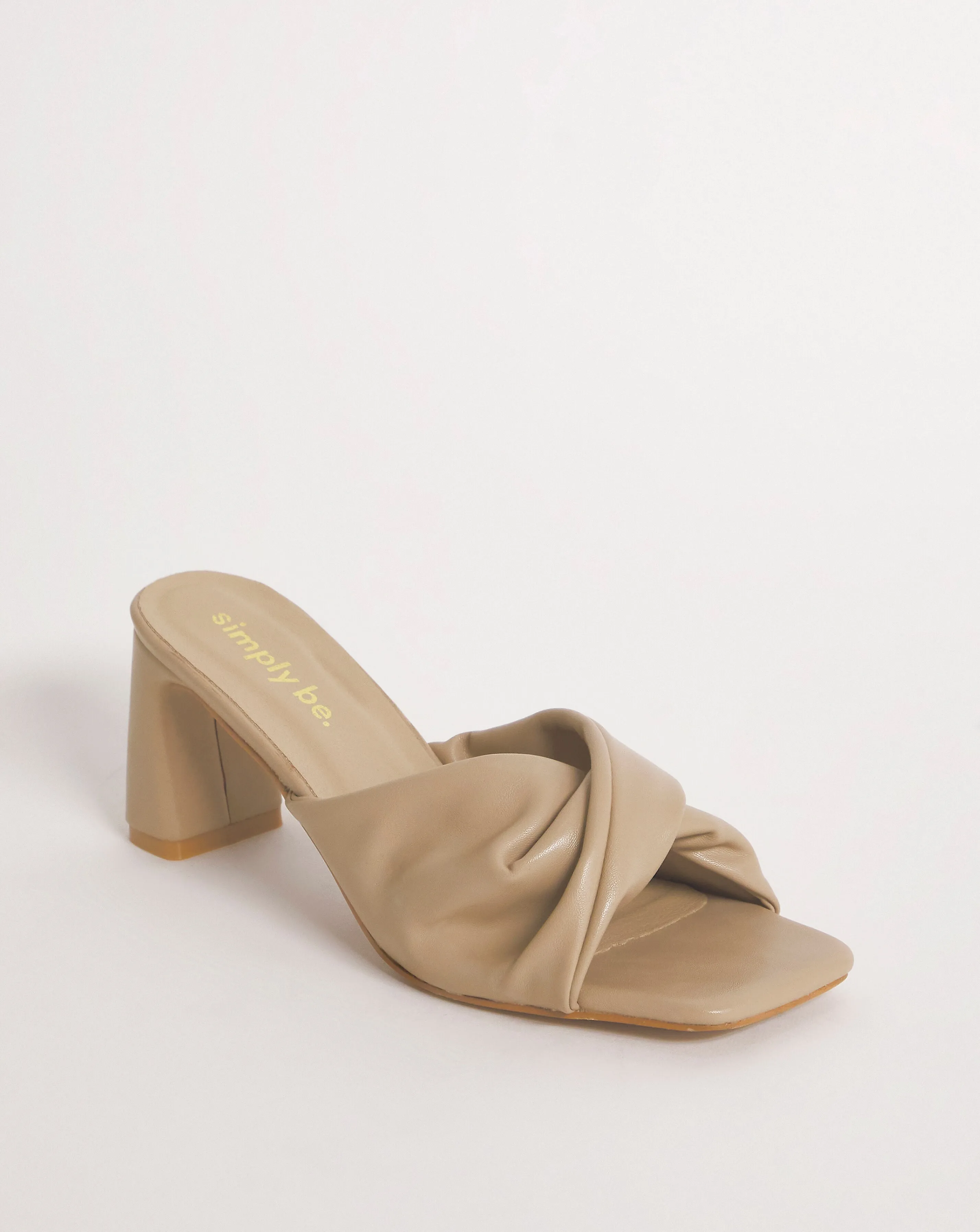 Enya Twist Heeled Mule Sandals Wide E Fit | Simply Be