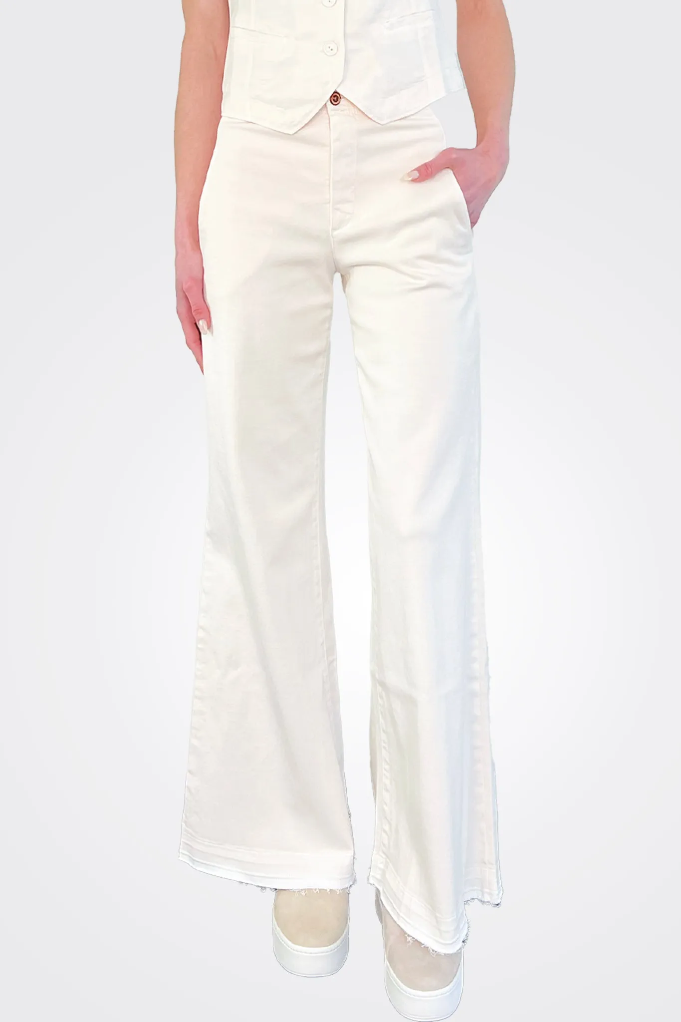 Flare Trousers - White Sand